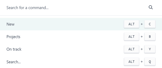 Paleta de comandos de Odoo